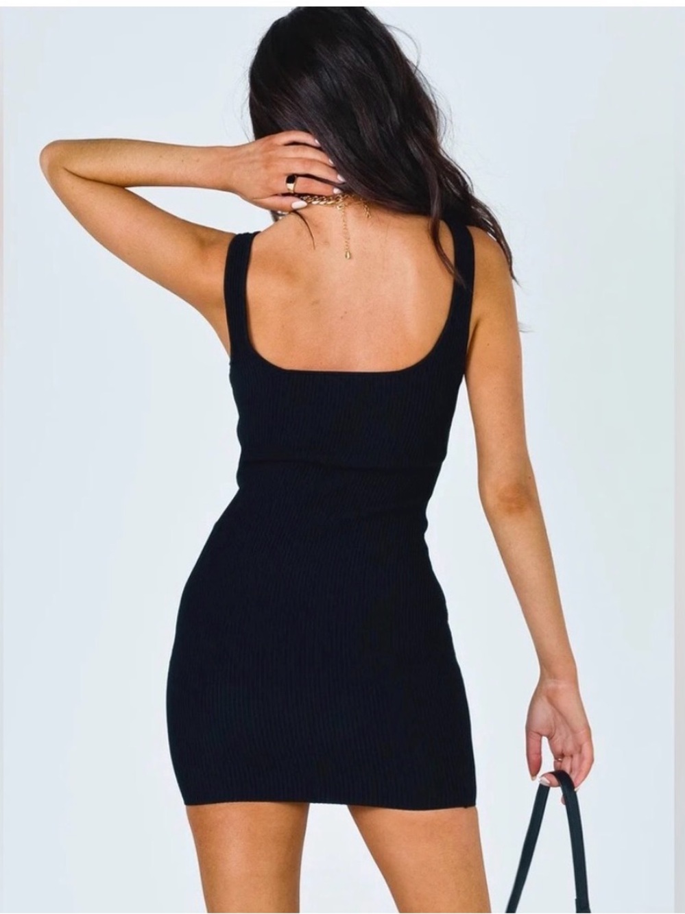 PRINCESS POLLY Black Ribbed Tank Mini Dress - Picture 2 of 2